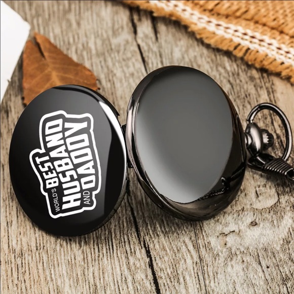 NEW Black Men’s Pocket Watch Necklace - Picture 5 of 6